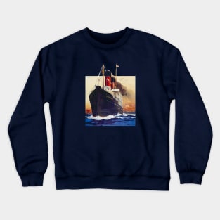 Steamship Ship Poster Retro Vintage Crewneck Sweatshirt